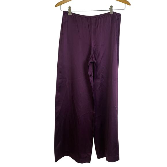 Josie Natori Wide Leg Silk Pants Womens XS Purple Pull On Elastic Relaxed 28" - Picture 1 of 6
